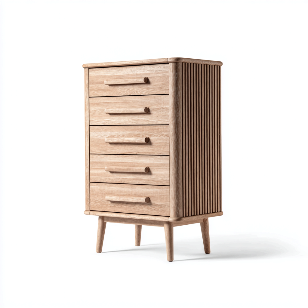 Cassettiera-legno-MDF-42x36x88 cm-rovere chiaro-design nordico-Vamiistudio