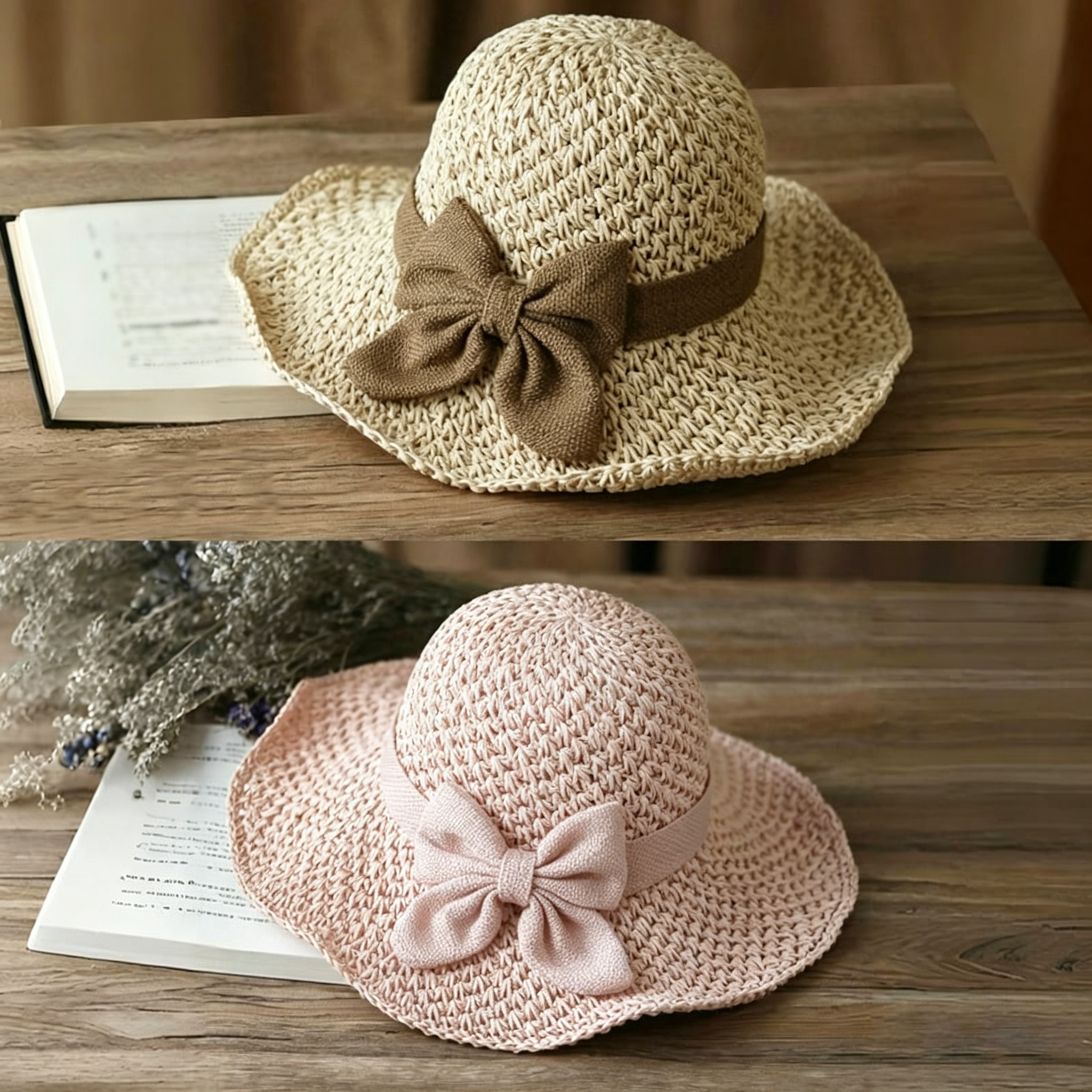 🔥Hot Sale 49% OFF✨Straw Hat with Retro Bow – Foldable & Breathable for Summer