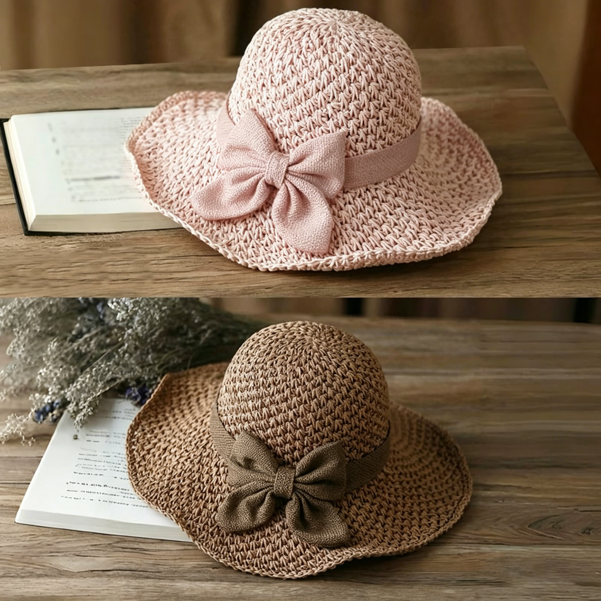 🔥Hot Sale 49% OFF✨Straw Hat with Retro Bow – Foldable & Breathable for Summer