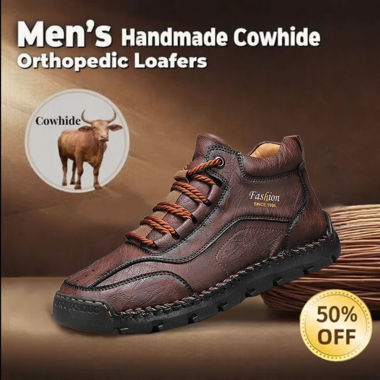 🔥Today 90% off🔥Men's handmade genuine leather soft-soled orthopedic shoes with arch support.