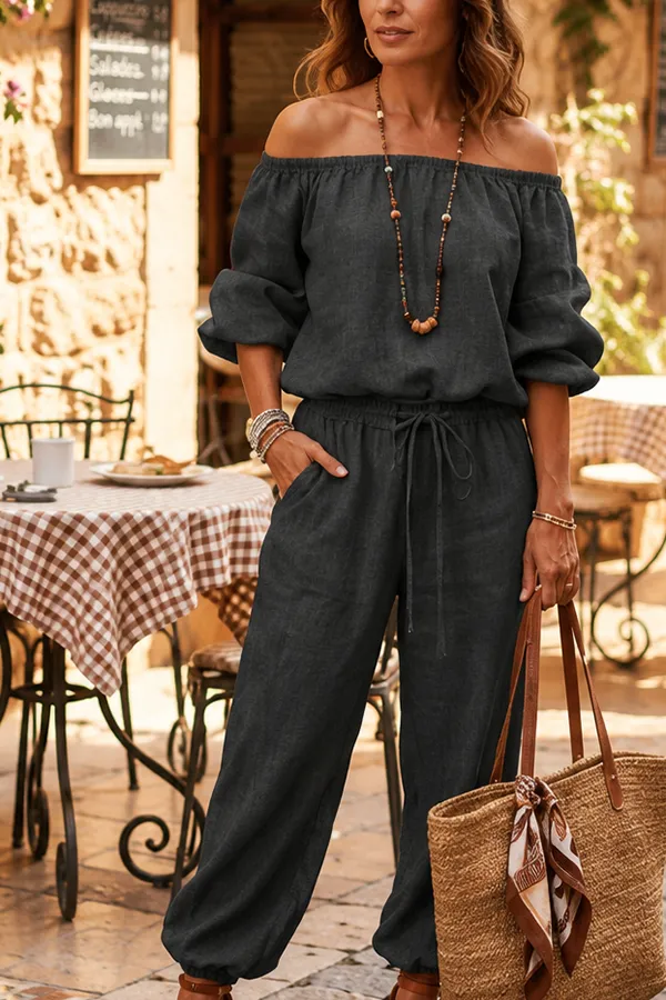 Last Day 70% OFF — Elegant Off-Shoulder Jumpsuit · Effortless Comfort & Versatile Style