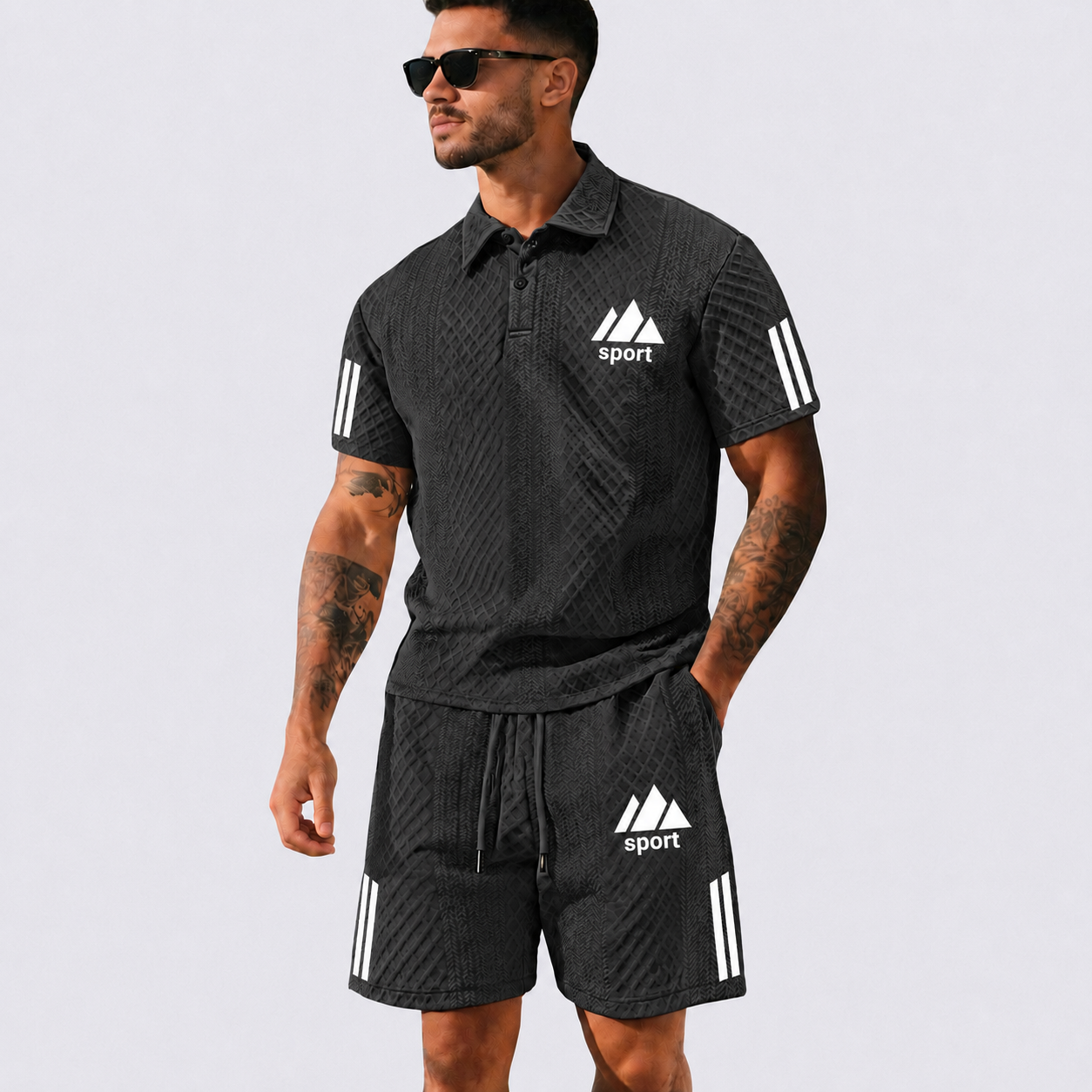 ⏰ Last day: 50% off! 🔥 Men's summer set with polo shirt and shorts