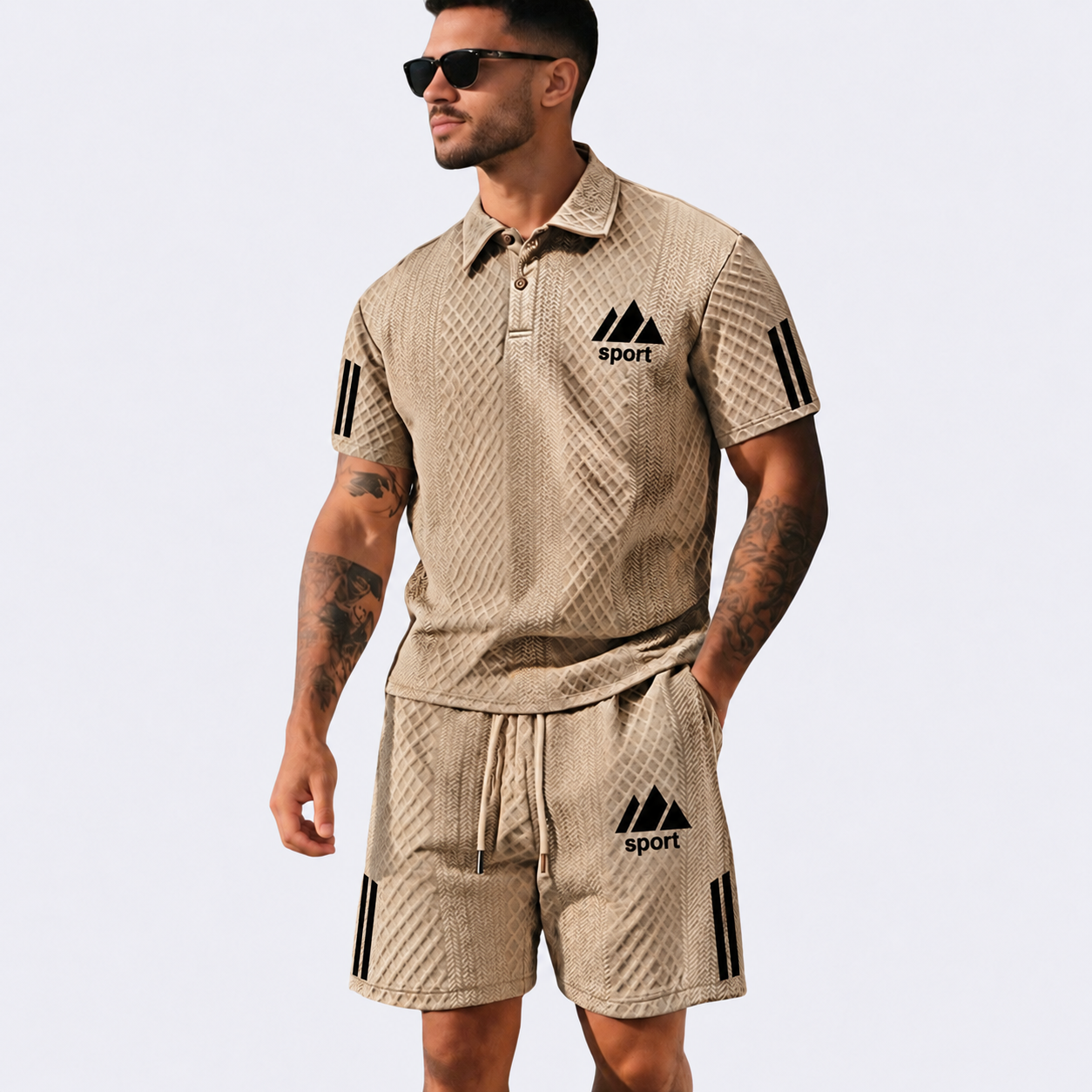⏰ Last day: 50% off! 🔥 Men's summer set with polo shirt and shorts