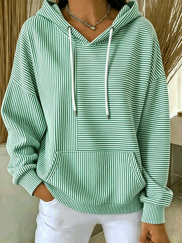 New Arrivals🔥Women Striped Long Sleeve Casual Daily Spring/Fall Hoodie