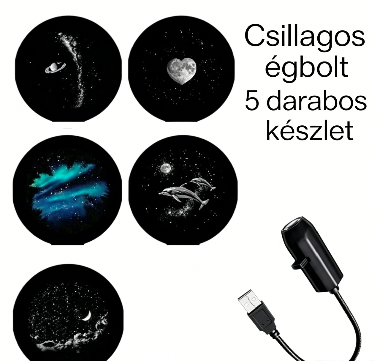 🥳🥳USB-s galaxis és hold éjszakai fény projektor