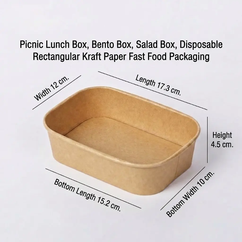 Disposable Kraft Paper Rectangular Takeout Lunch Box