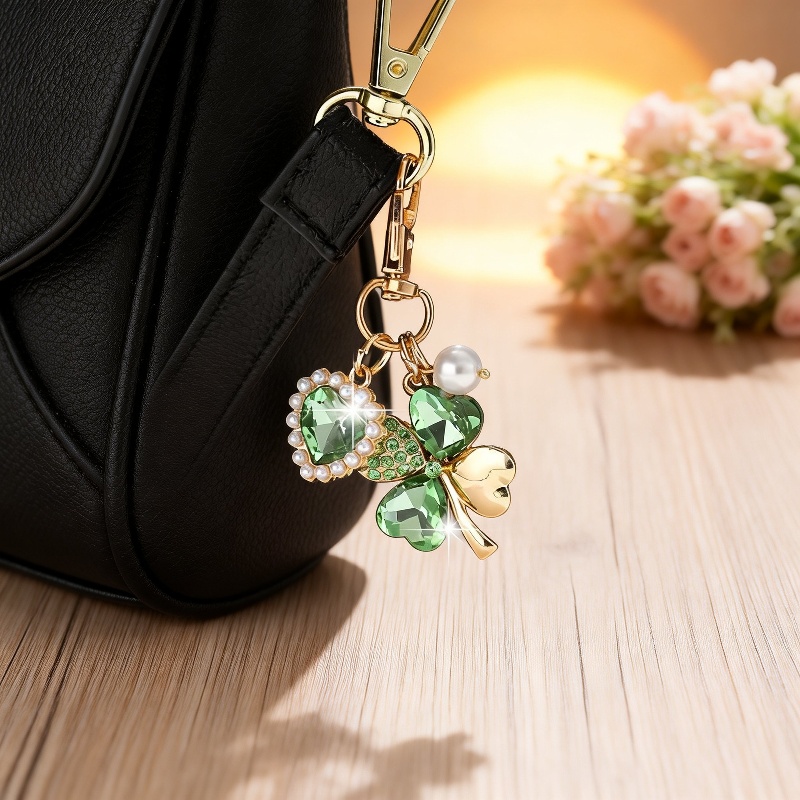 Good luck clover keychain gift idea