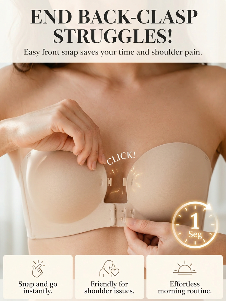 👙Seamless Ice Silk Bra | 1-Sec Front Clasp  | Invisible Under Tees | Deep V Push Up❄️