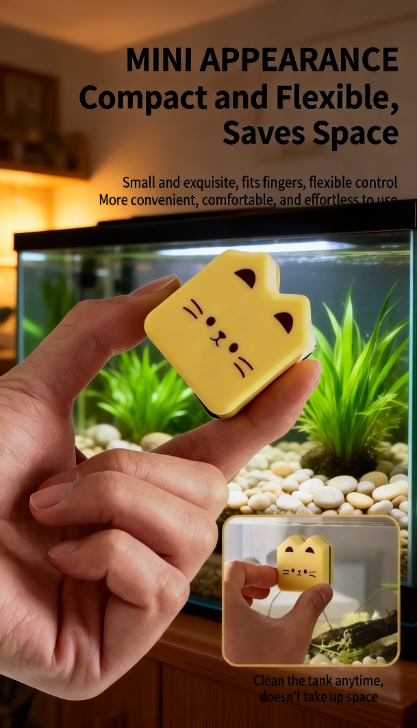 Aquarium cleaning brush with strong magnetic design