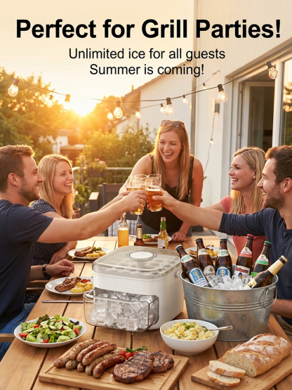 🧊 Press Release Ice Cube Maker Box | 200 Cubes Capacity | One Touch Release | Free Scoop Included | Party Essential 🧊