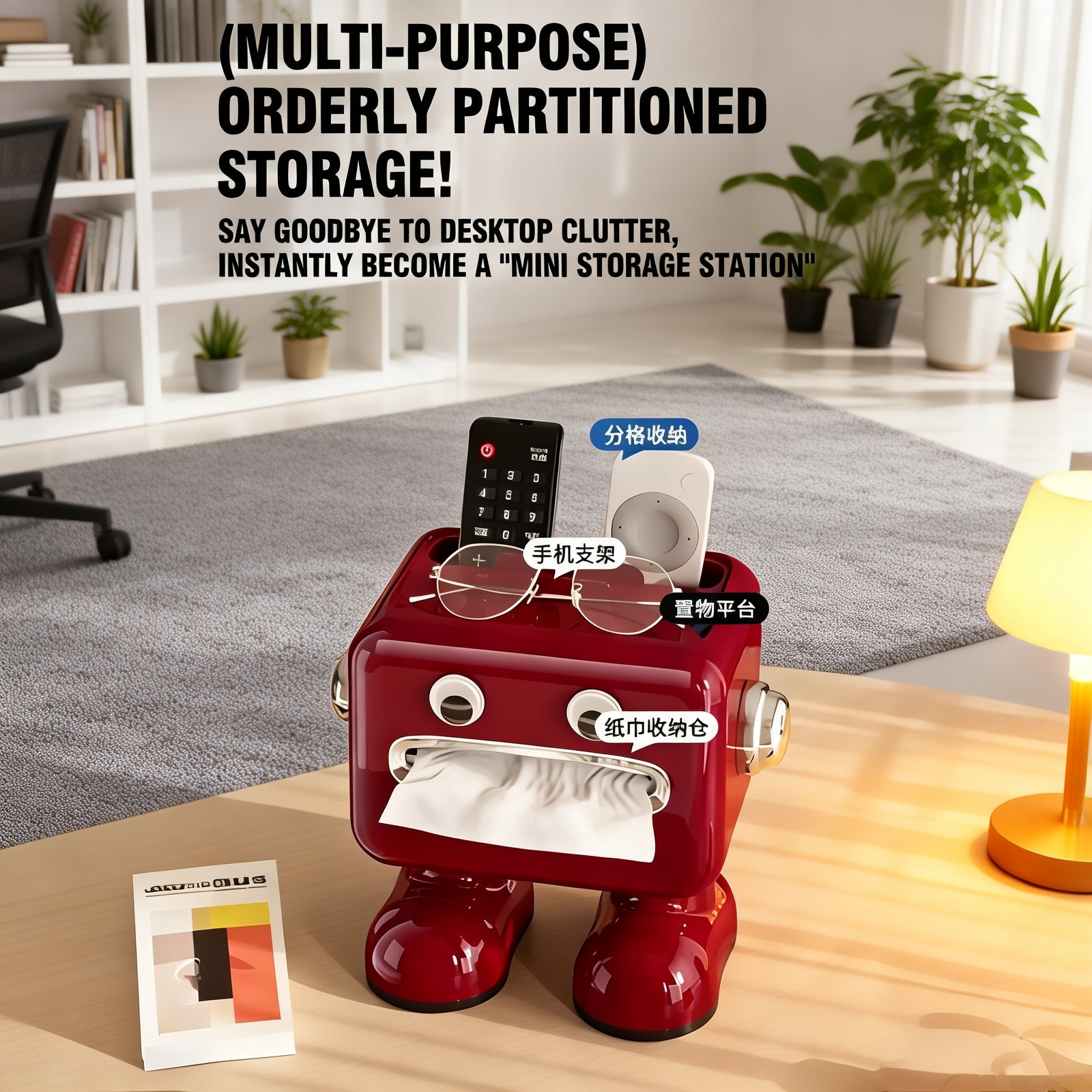 Tissue box stand for organized workspace