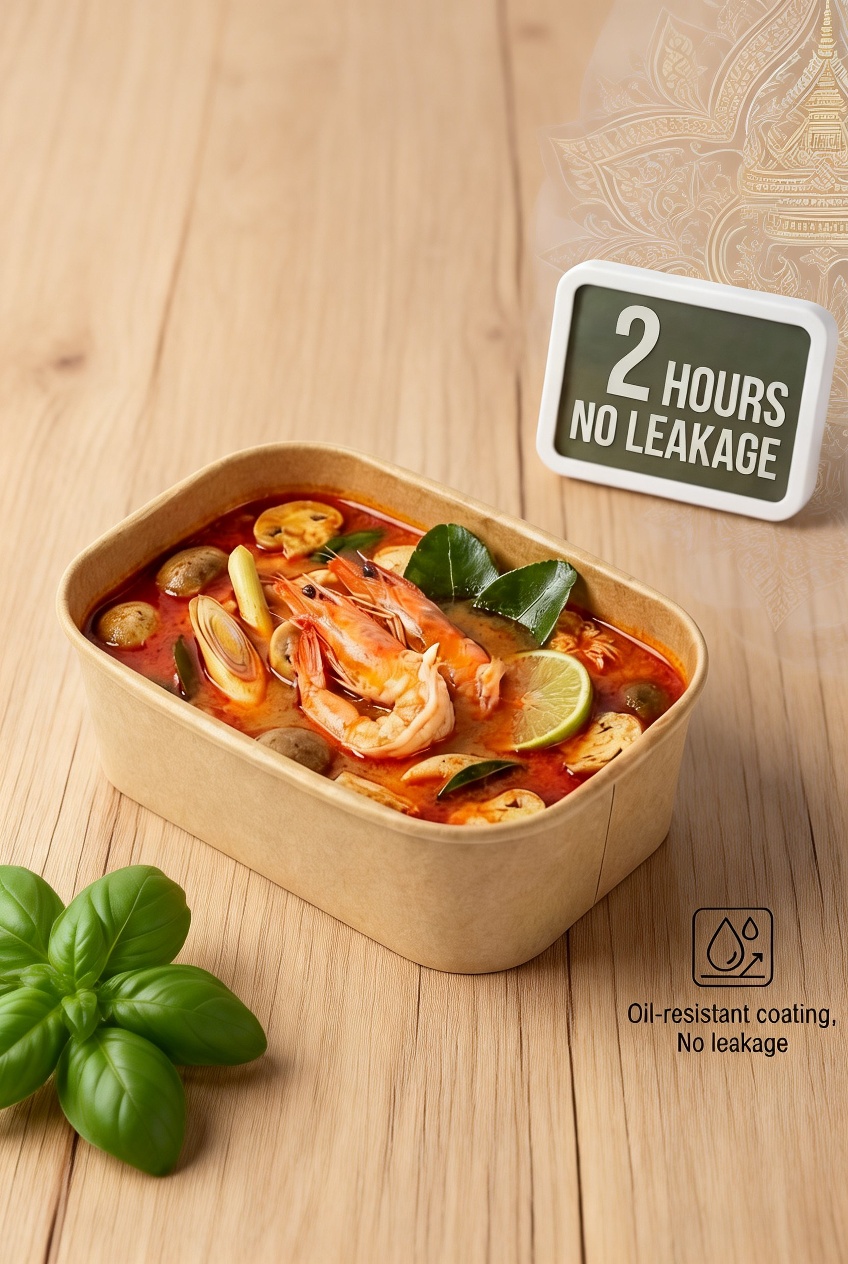 Compostable kraft paper takeout box for meals