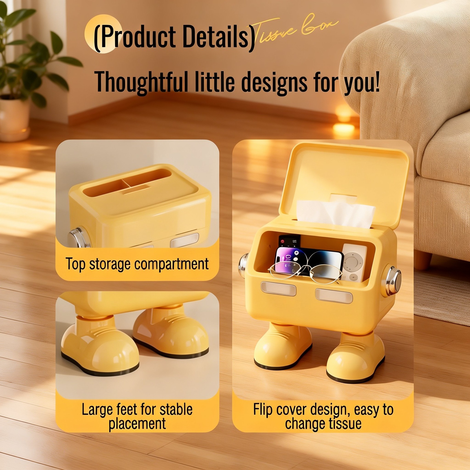 Multi-purpose tissue box with compartments