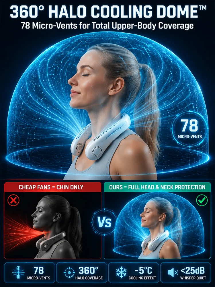 ❄️ Wearable Neck AC | 1s Instant Cooling | 5-Core System | 48H Battery | 360° Airflow ❄️