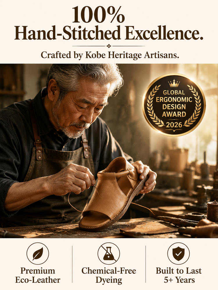 👣Kobe artisans hand-sewn | 100% Top Grade Leather | Dr. Recommended Leather Sandals | Pain-Free Cushioning | Relieving plantar fasciitis🌟