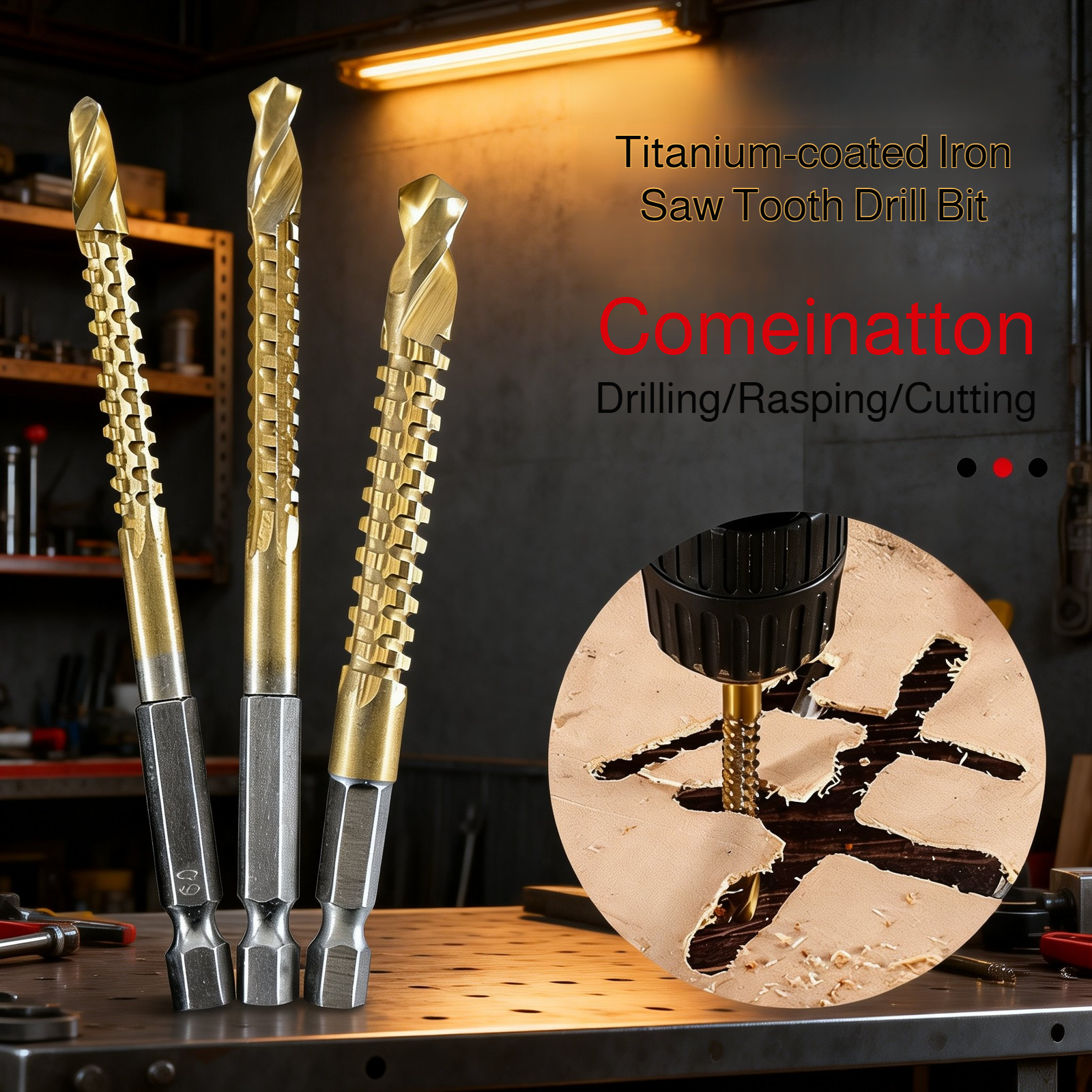 Efficient high-speed steel drill bit cutting wood