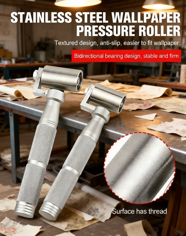 Stainless Steel Wallpaper Smoothing Roller close-up