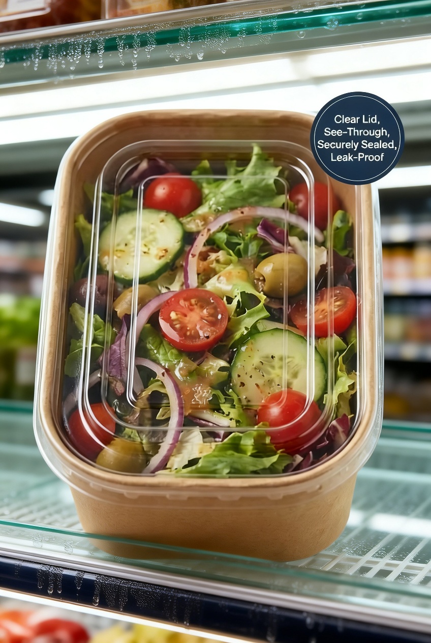 Durable kraft paper lunch box for hot and cold foods