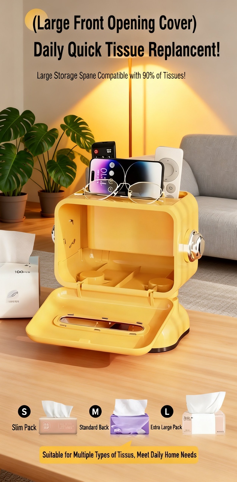 Stylish tissue box organizer for home and office