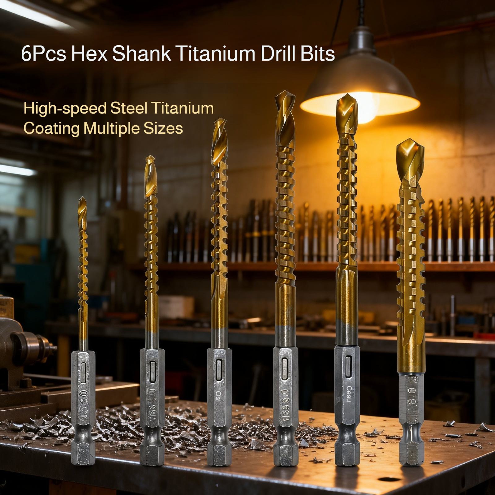 Precision woodworking drill bit with hex shank
