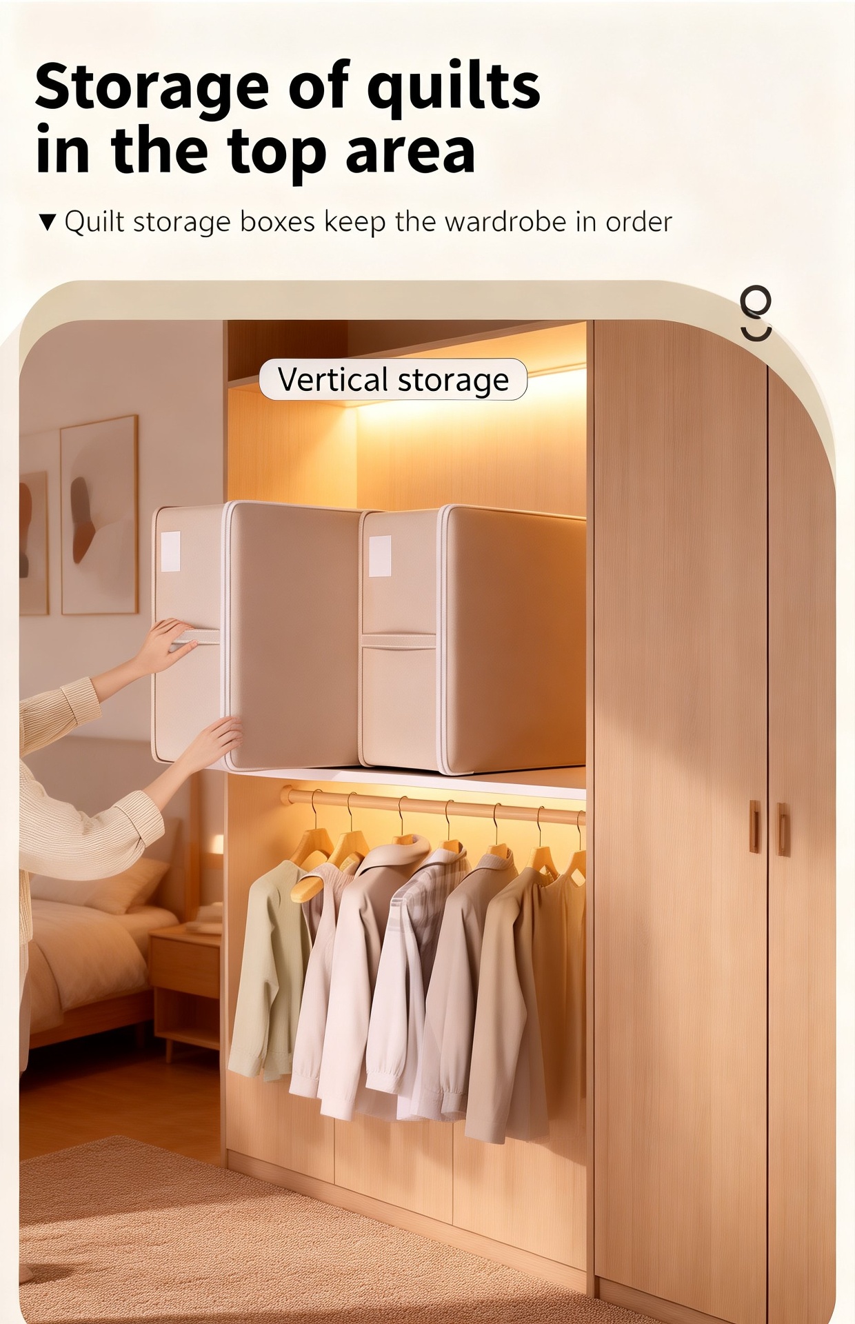 Large capacity flat storage box for wardrobe organization