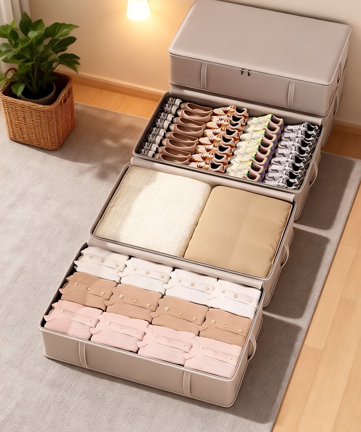 Dust-proof storage bin for home use