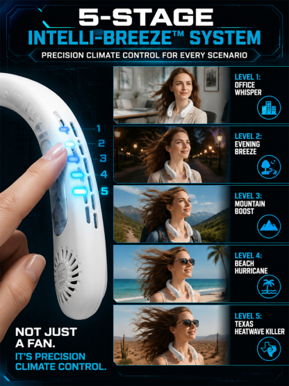 ❄️ Wearable Neck AC | 1s Instant Cooling | 5-Core System | 48H Battery | 360° Airflow ❄️