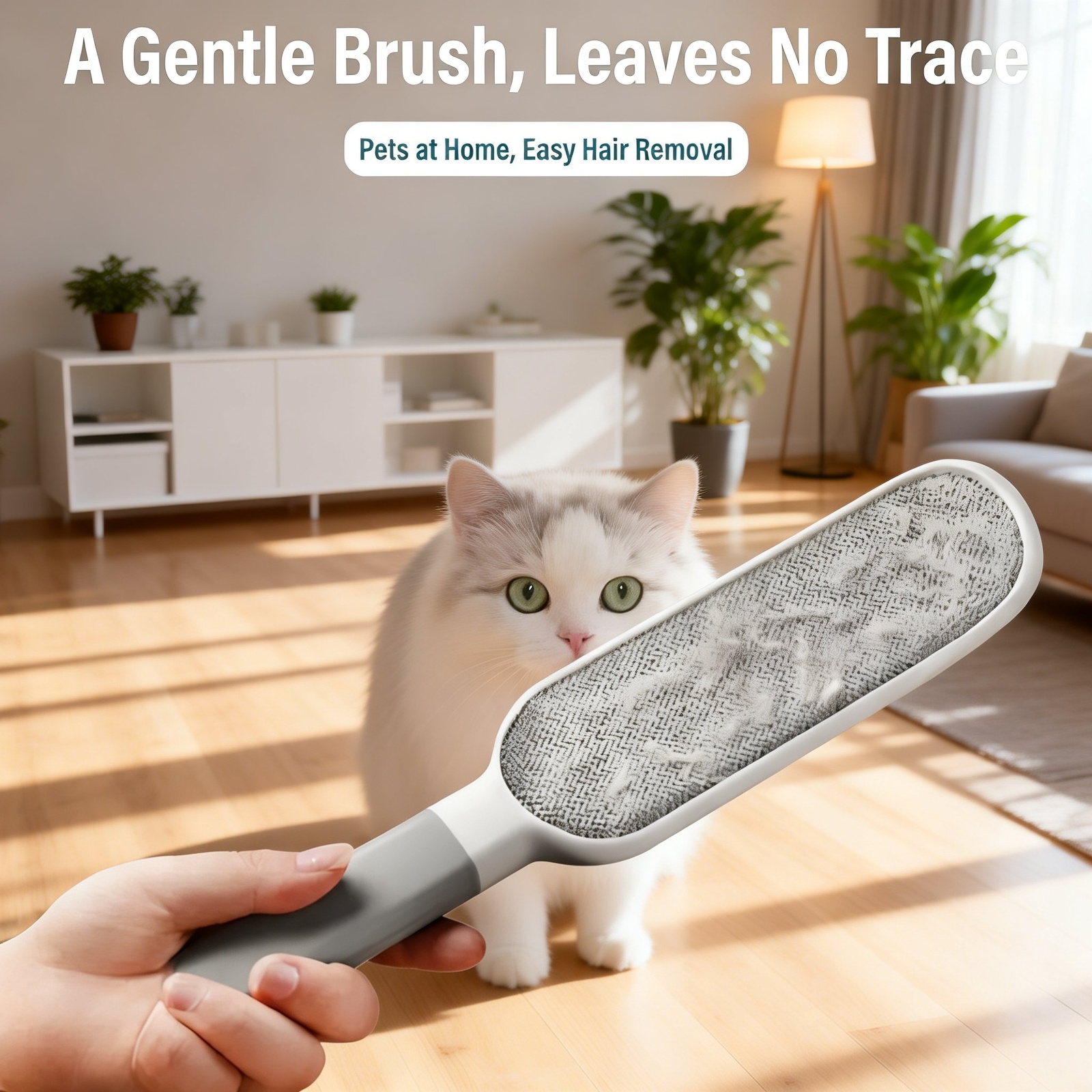 Reusable lint remover cleaning cat hair off sofa