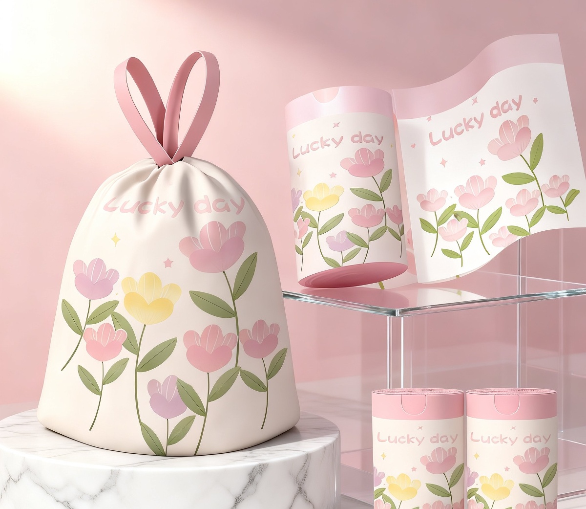 Tear-Free Tulip Drawstring Thickened Handheld Garbage Bag close-up