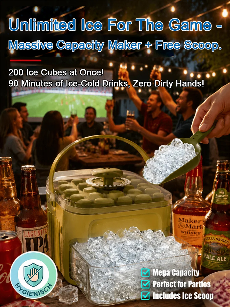 🧊 Press Release Ice Cube Maker Box | 200 Cubes Capacity | One Touch Release | Free Scoop Included | Party Essential 🧊