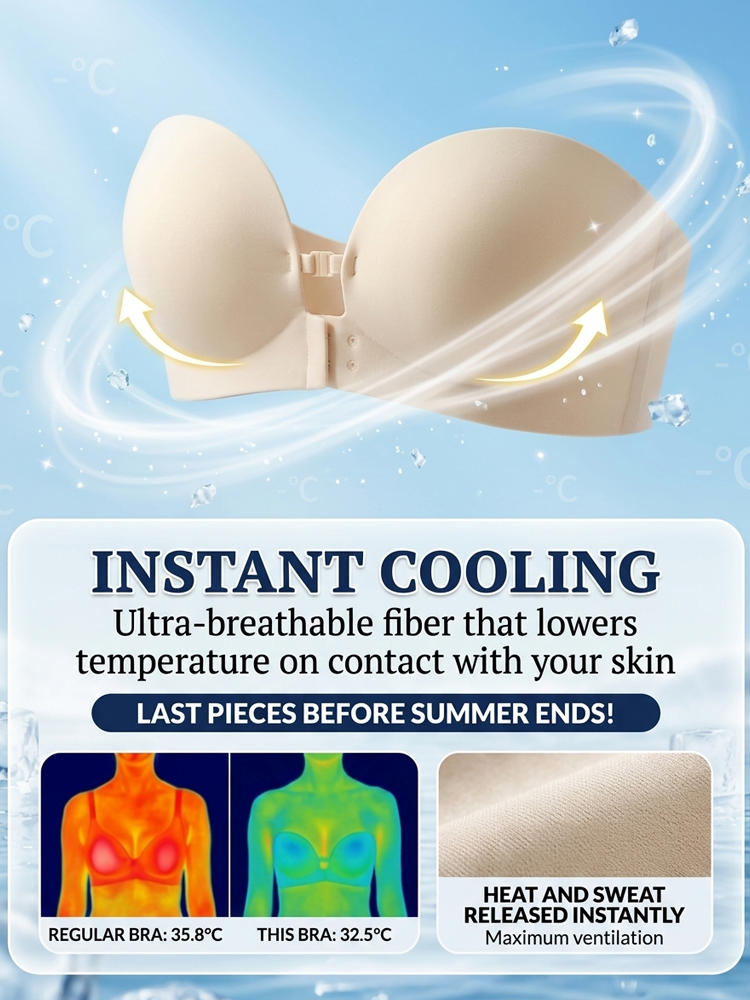👙Seamless Ice Silk Bra | 1-Sec Front Clasp  | Invisible Under Tees | Deep V Push Up❄️