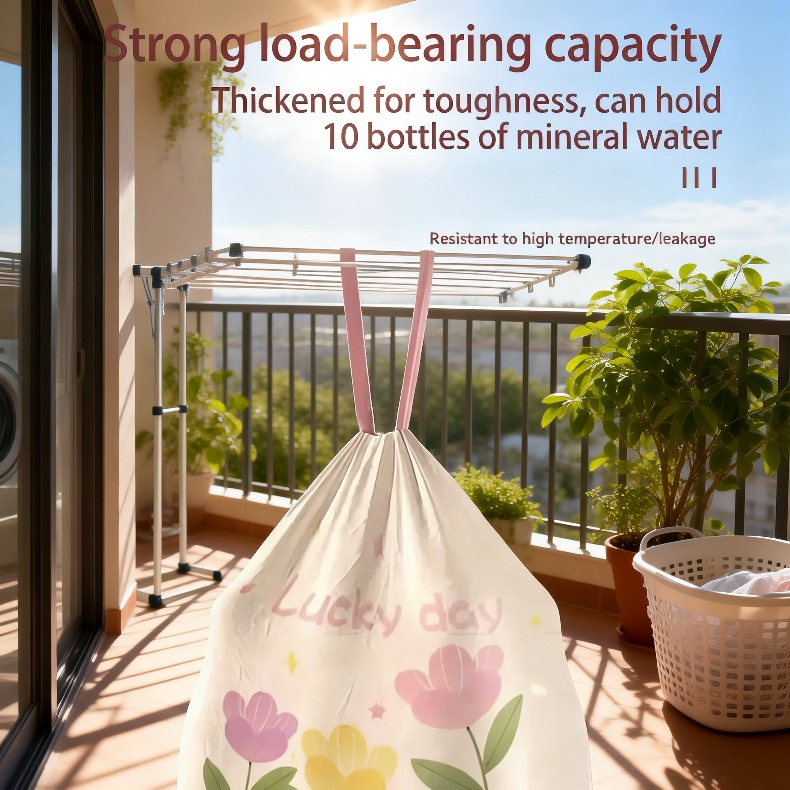 Leak-proof garbage bag holding heavy trash