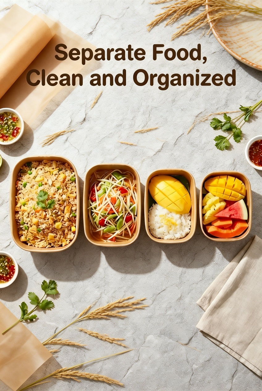 Recyclable paper lunch box packaging for takeaway