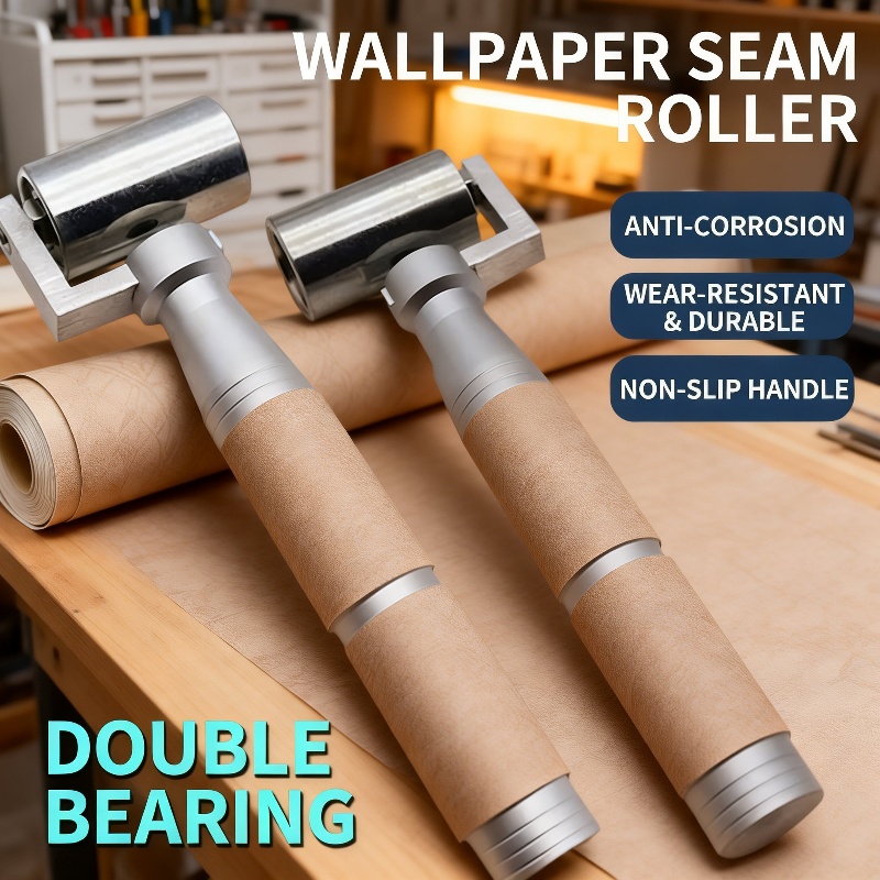 Applying wallpaper with stainless steel roller
