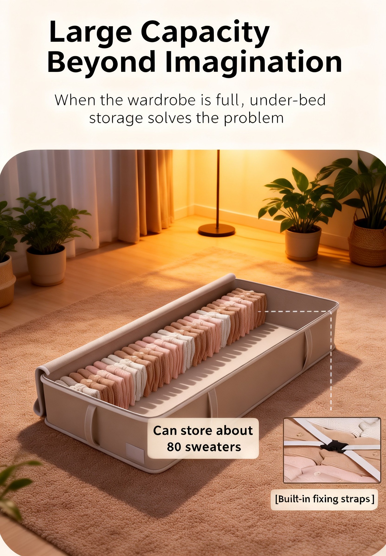 Durable flat storage box with handles