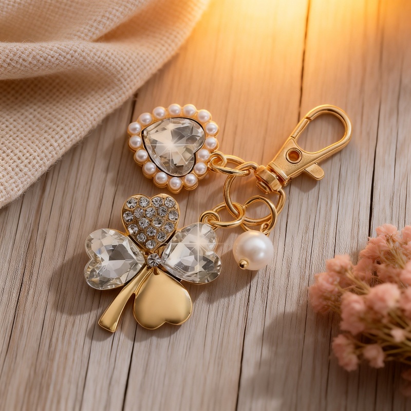 Hand holding the four-leaf clover keychain