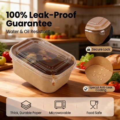 Disposable Kraft Paper Rectangular Takeout Lunch Box