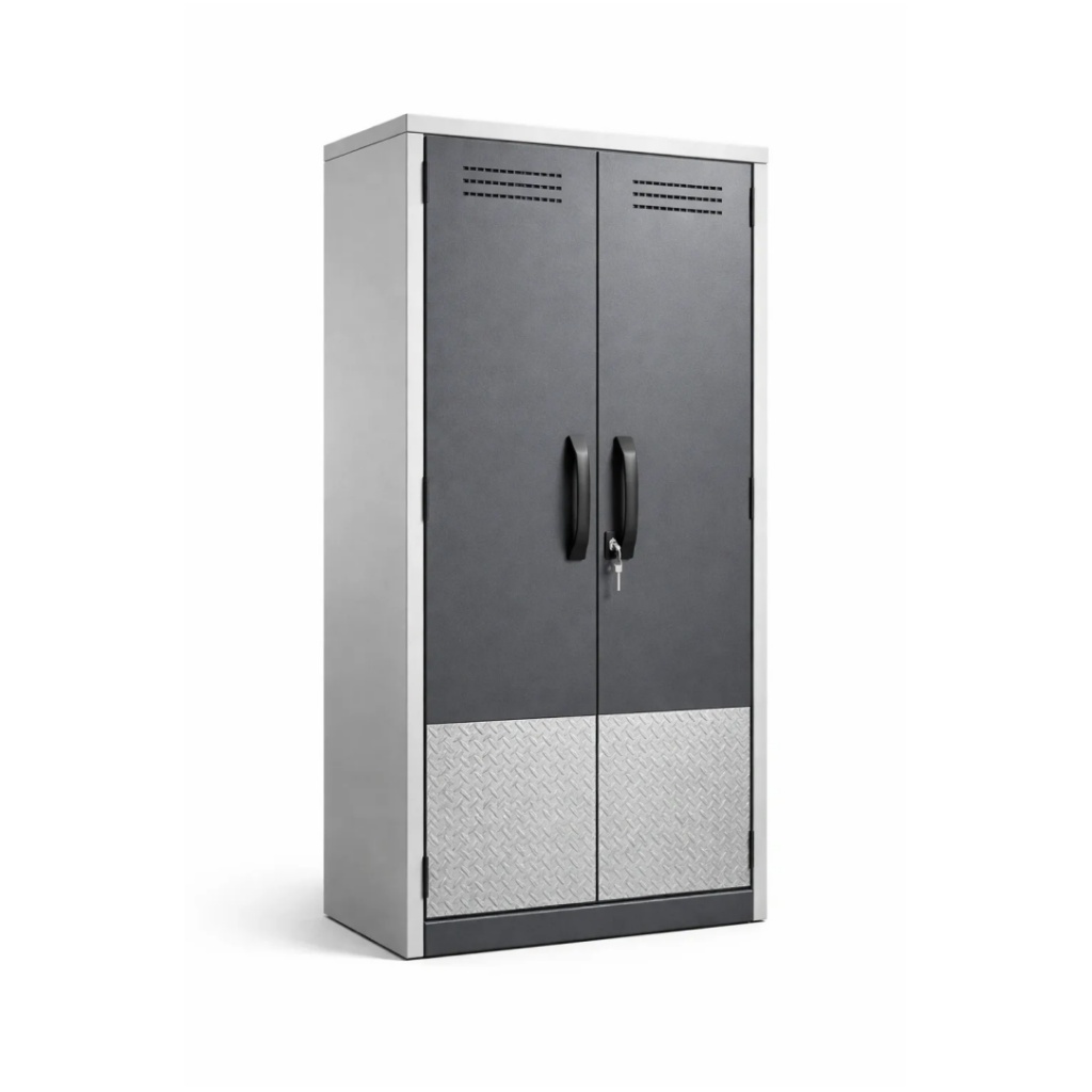 Armario de garaje metálico de almacenamiento con cerradura 180x90x45 cm-LIVSORA