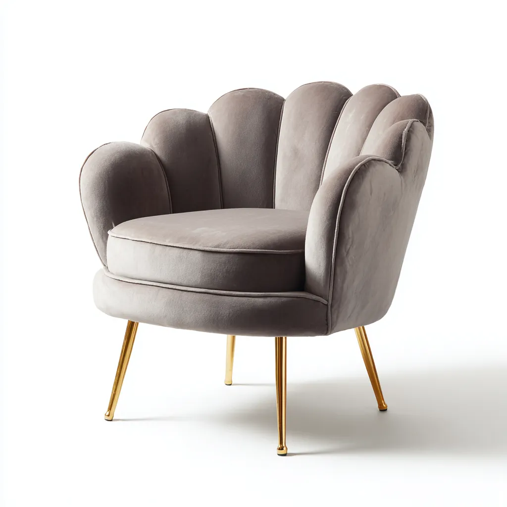 Fauteuil tissu rembourré 75x75x78 cm - Gris - Pour salon - Style élégant-Faviadwell