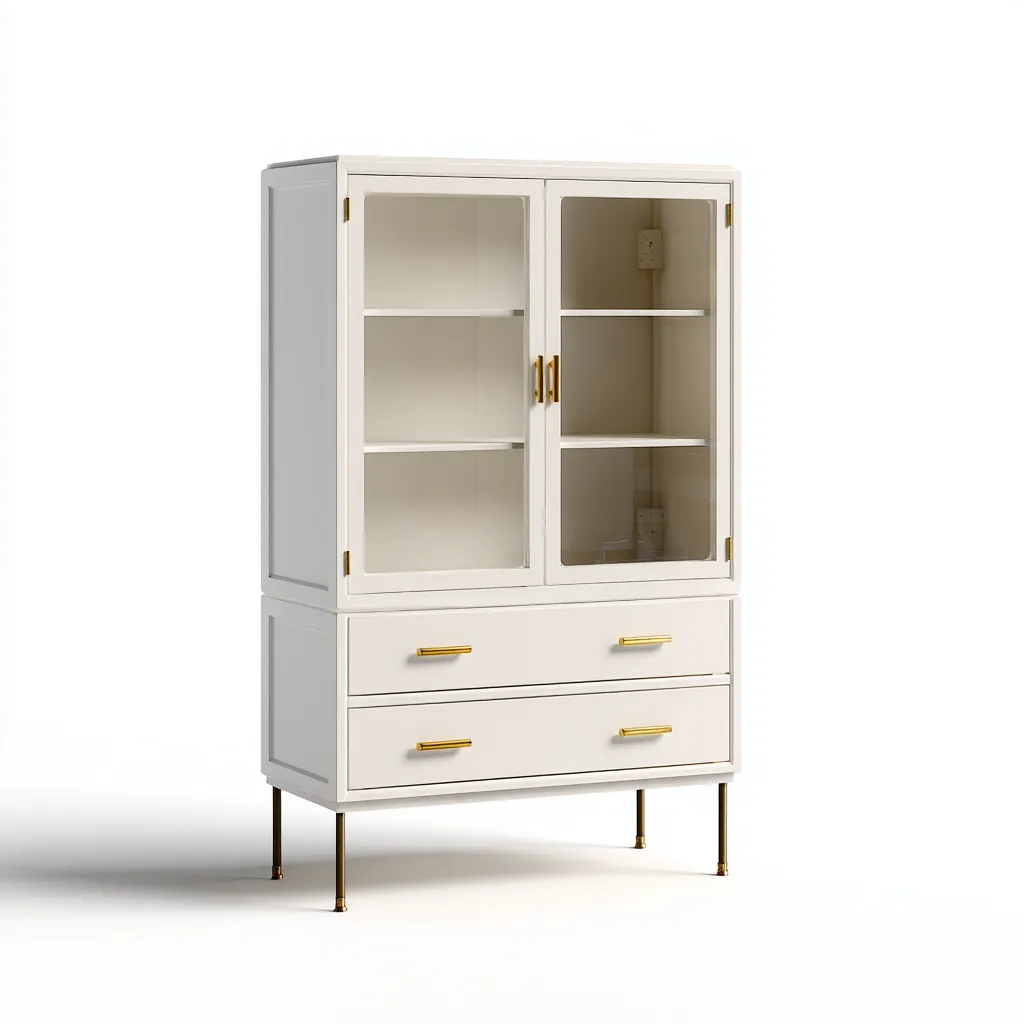 Vitrine rangement finition blanche et verre 90x40x180 cm - Blanc - Style élégant-Faviadwell