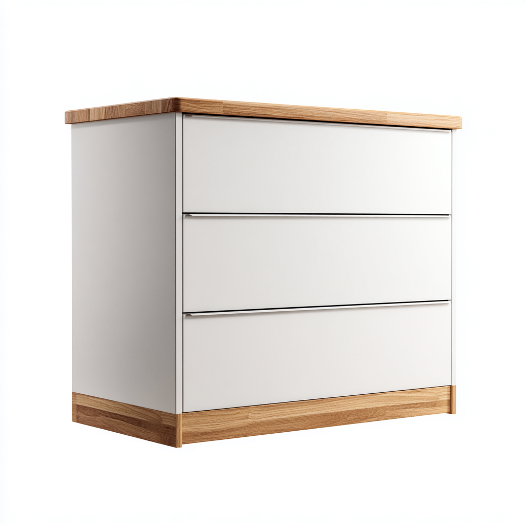 Commode structure bois et panneaux finition mate 90x45x80 cm - blanc et bois naturel - meuble de rangement intérieur design contemporain-Faviadwell