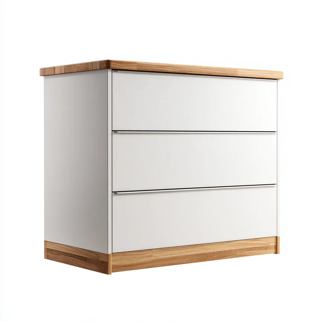 Commode structure bois et panneaux finition mate 90x45x80 cm - blanc et bois naturel - meuble de rangement intérieur design contemporain-Faviadwell