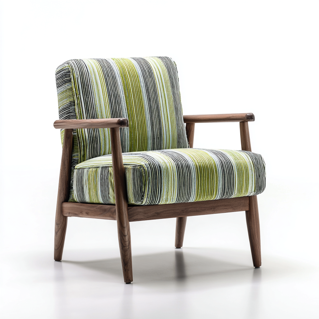 Fauteuil en tissu rayé 72x78x82 cm - Vert - Style scandinave pour intérieur-Faviadwell