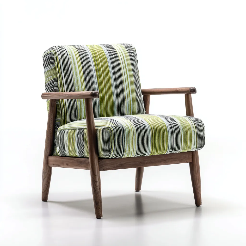 Fauteuil en tissu rayé 72x78x82 cm - Vert - Style scandinave pour intérieur-Faviadwell
