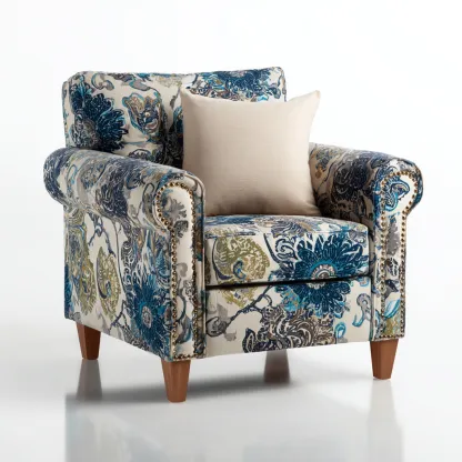 Fauteuil tissu rembourré 85x85x90 cm - Multicolore - Pour salon - Style classique-Faviadwell