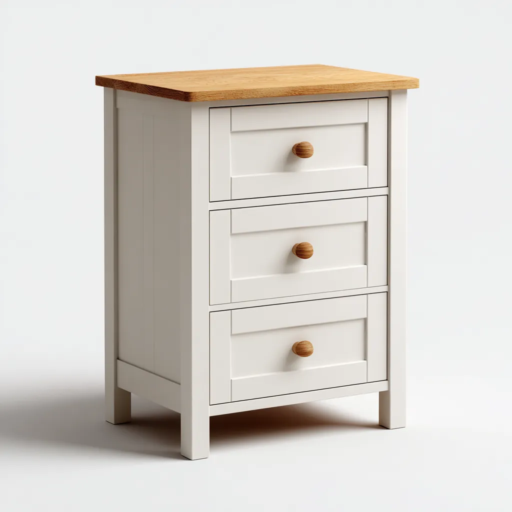 Commode en bois 60x40x85 cm - blanc et naturel - style classique-Faviadwell