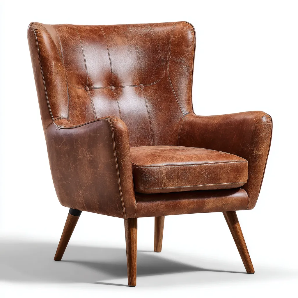 Fauteuil revêtement cuir synthétique 85x90x95 cm - Marron - Style vintage-Faviadwell