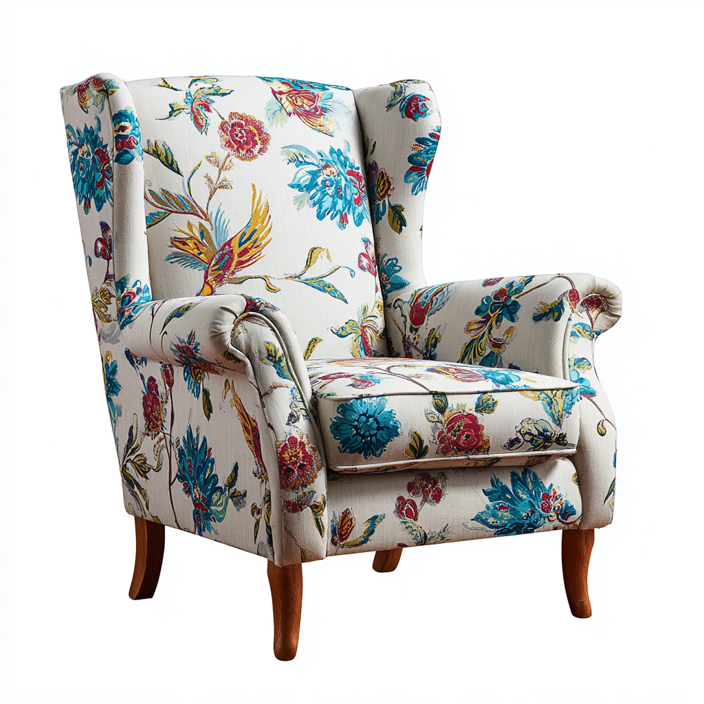 Fauteuil en tissu imprimé floral 78x85x96 cm - Multicolore - Style classique pour intérieur-Faviadwell