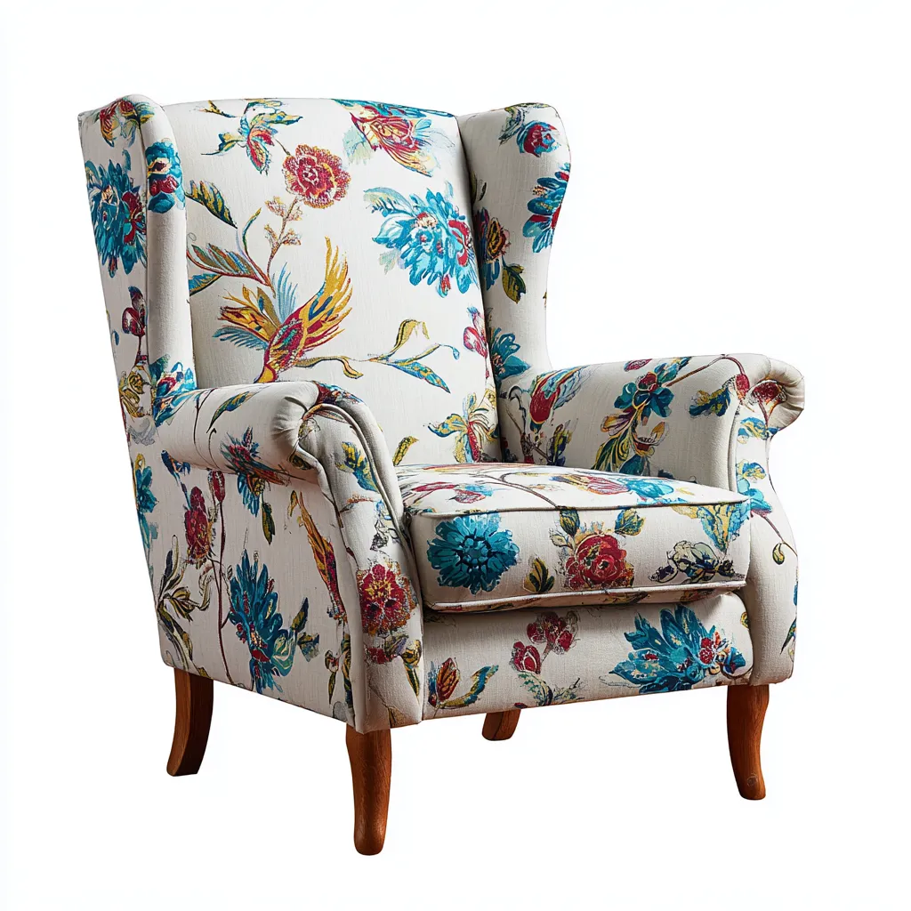 Fauteuil en tissu imprimé floral 78x85x96 cm - Multicolore - Style classique pour intérieur-Faviadwell