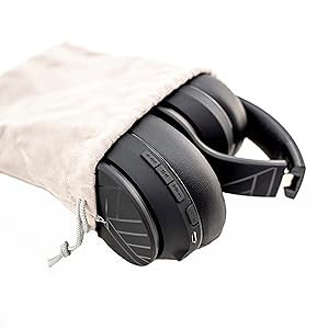 headphones with bluetooth with case foldable headphones portable to wear with pouch for travelling
